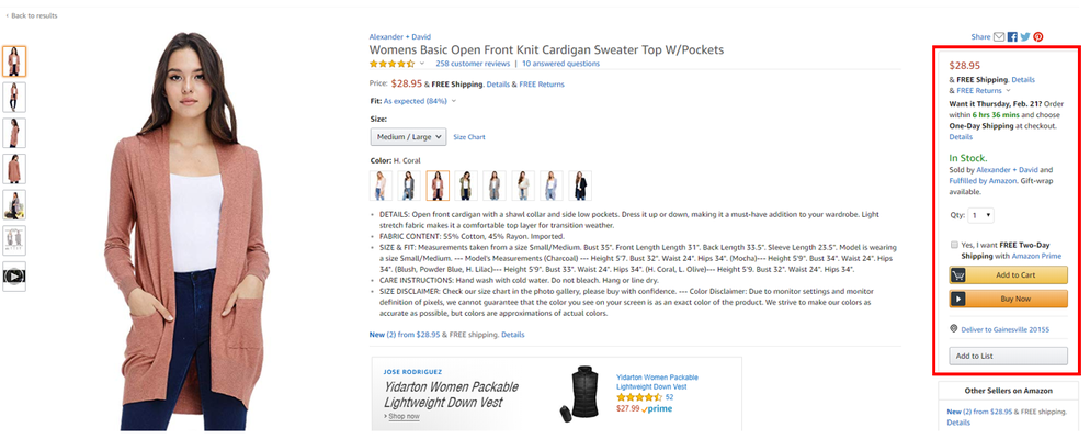 Amazon product page showing Buy Box