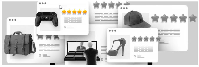 black and white example product listing pages 