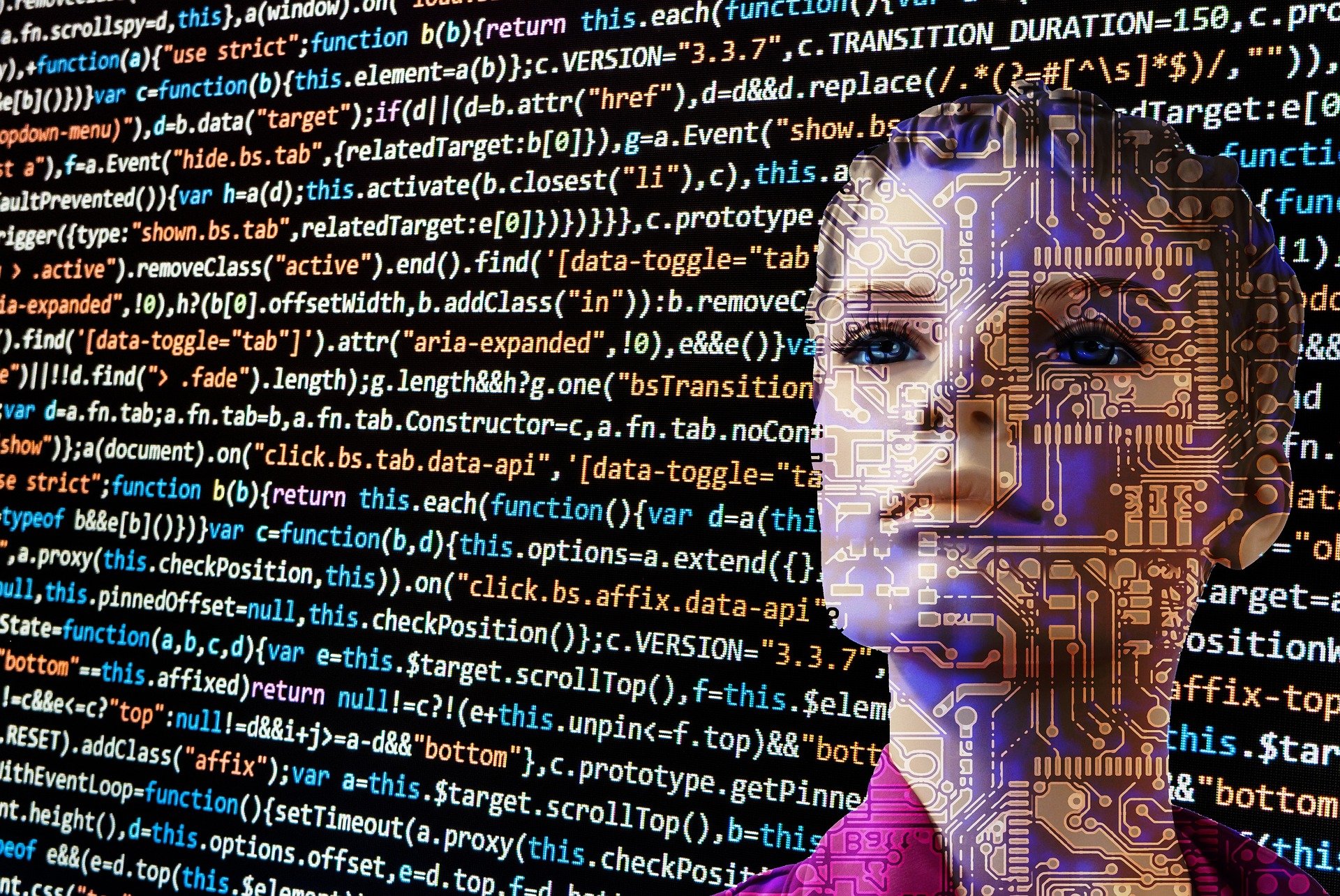 AI - woman overlaid with code